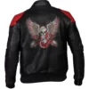 Biker Skull With Wings Black Leather Jacket