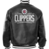 LA Clippers Black Leather Bomber Jacket
