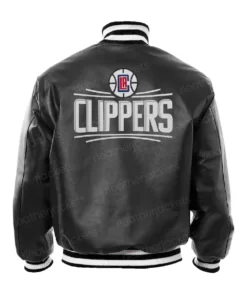 LA Clippers Black Leather Bomber Jacket