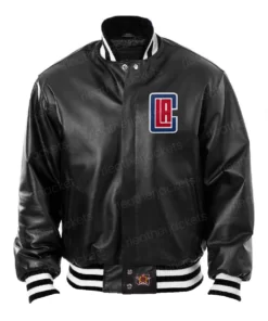LA Clippers Black Leather Jacket