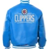 LA Clippers Blue Leather Bomber Jacket