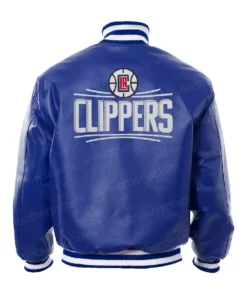 LA Clippers Dark Blue Leather Bomber Jacket