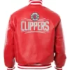 LA Clippers Red Leather Bomber Jacket