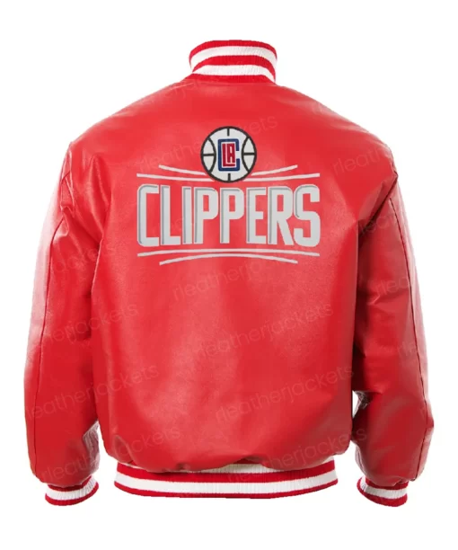 LA Clippers Red Leather Bomber Jacket