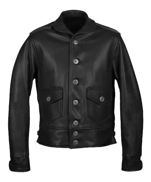 Men Black Cowhide Leather Jacket