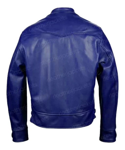 Men Blue Cowhide Jacket