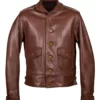 Men Brown Cowhide Leather Jacket