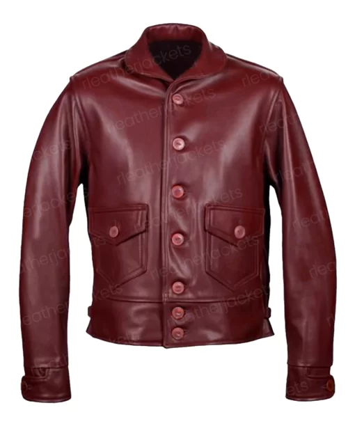 Men Maroon Cowhide Leather Jacket