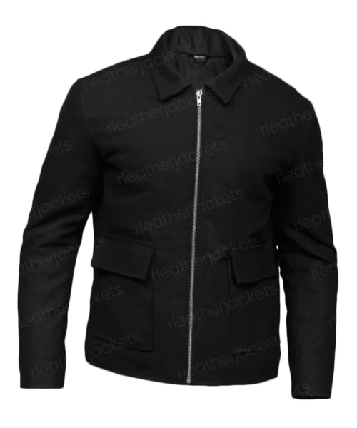Mens Wool Blend Black Jacket