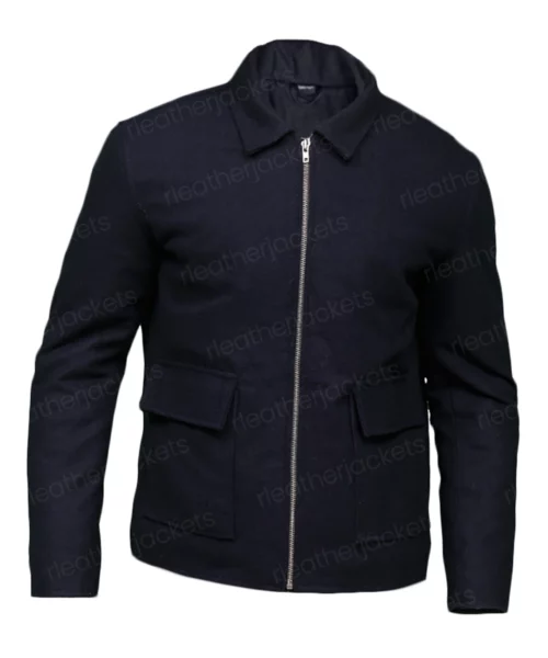 Mens Wool Blend Blue Jacket