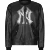 New York Yankees Grey Leather Jacket