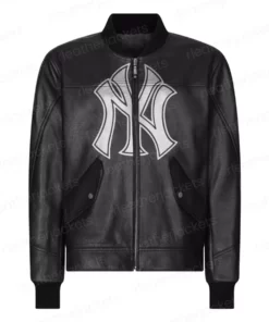 New York Yankees Grey Leather Jacket