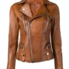Womens Asymmetrical Brown Leather Jacket