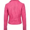 Womens Asymmetrical Zipper Pink Leather Jacket