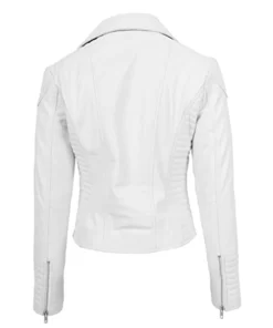 Womens Asymmetrical Zipper White Jacket