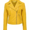 Womens Asymmetrical Zipper Yellow Jacket