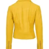 Womens Asymmetrical Zipper Yellow Leather Jacket