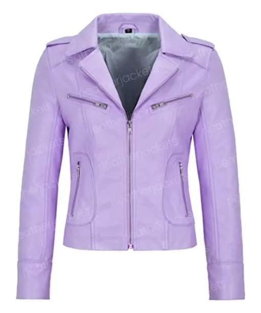 Womens Biker Purple Leather Jacket