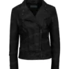 Womens Biker Style Black Leather Jacket