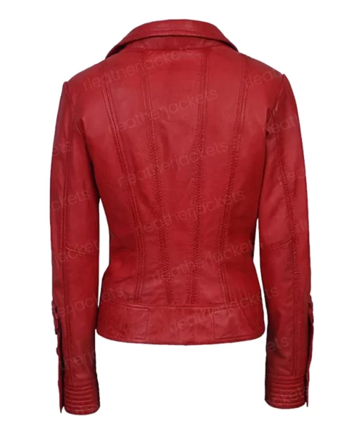 Womens Biker Style Red Jacket