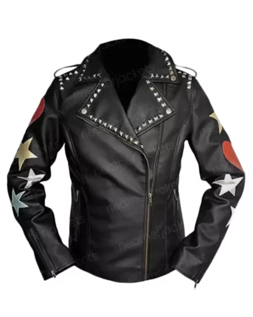 Womens Brando Black Leather Biker Jacket