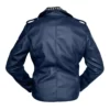 Womens Brando Blue Leather Jacket