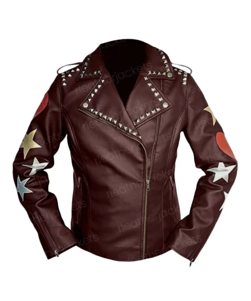Womens Brando Brown Leather Biker Jacket