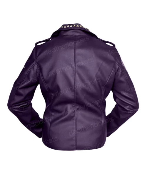 Womens Brando Purple Leather Jacket