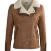 Womens Brown Leather Shearling Jacket