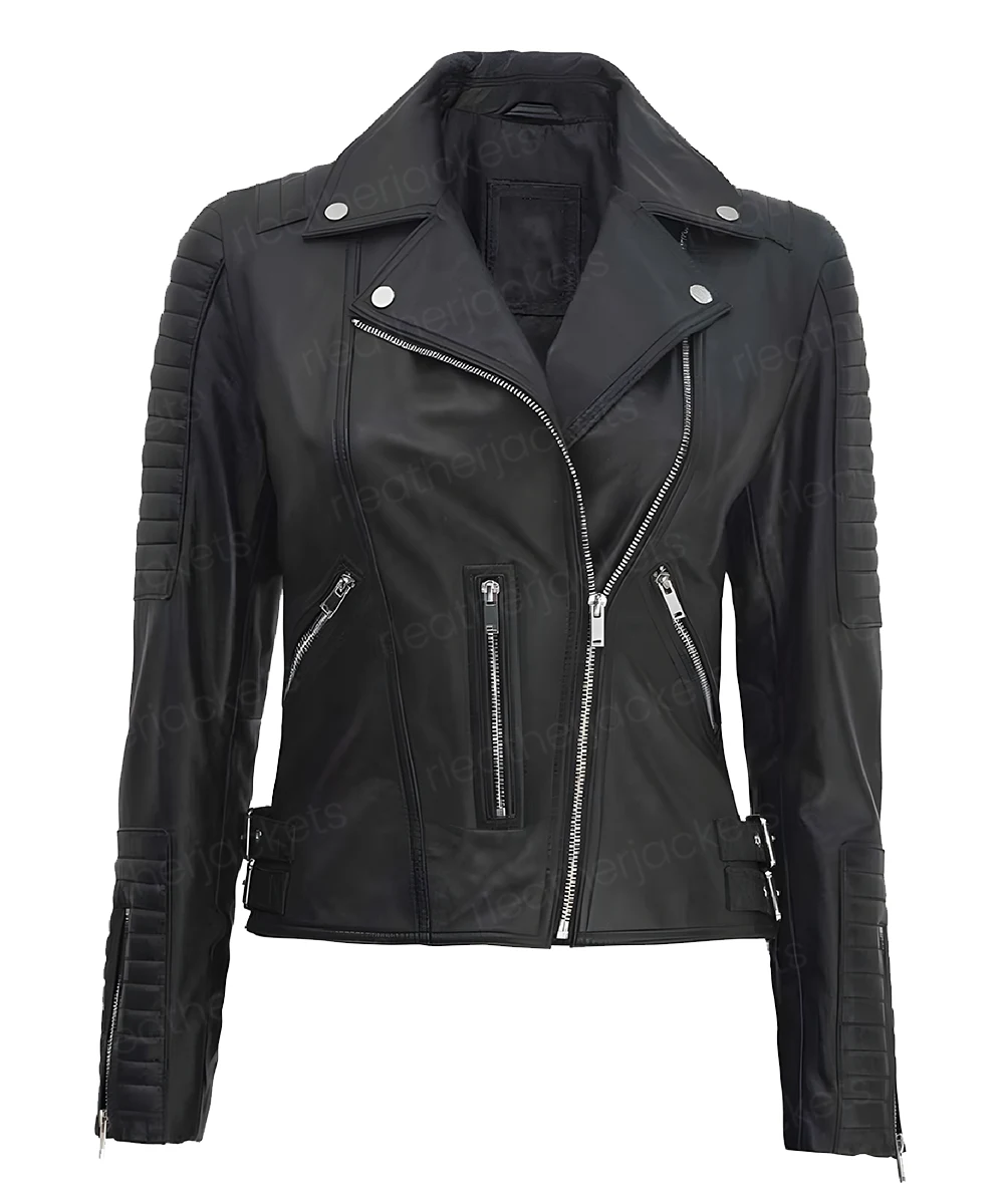 Womens Moto Black Leather Jacket - rleatherjackets