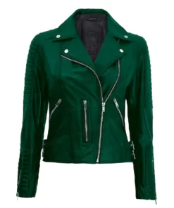 Womens Moto Green Leather Jacket