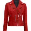 Womens Moto Red Leather Jacket