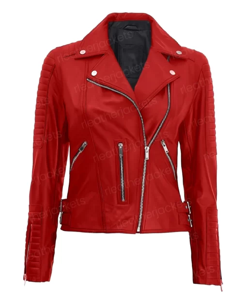 Womens Moto Red Leather Jacket