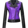 Womens Purple & Black Leather Jacket