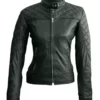 Womens Quilted Black Leather Jacket
