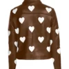 Womens White Hearts Brown Jacket
