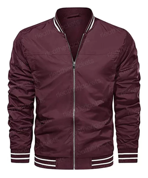 Men Casual Maroon Bomber Jacket