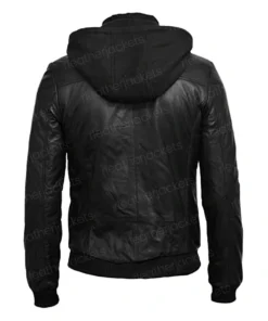 Men Hooded Leather Jacket