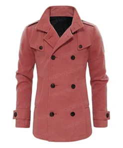 Men's Classic Double Breasted Pink Wool Coat