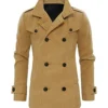 Mens Double Breasted Brown Wool Coat