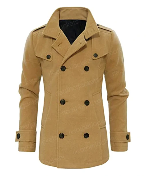 Men's Double Breasted Brown Wool Coat