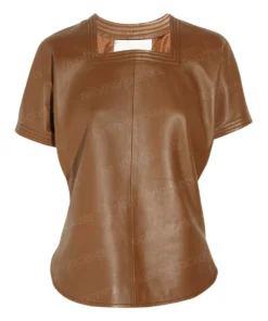 Womens Casual Brown Leather Shirt
