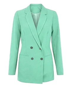 Women's Double Breasted Green Coat
