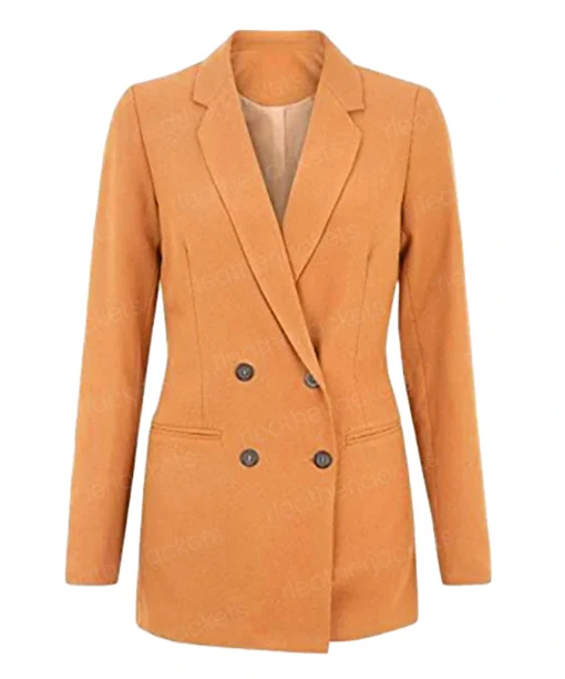 Women's Double Breasted Orange Coat
