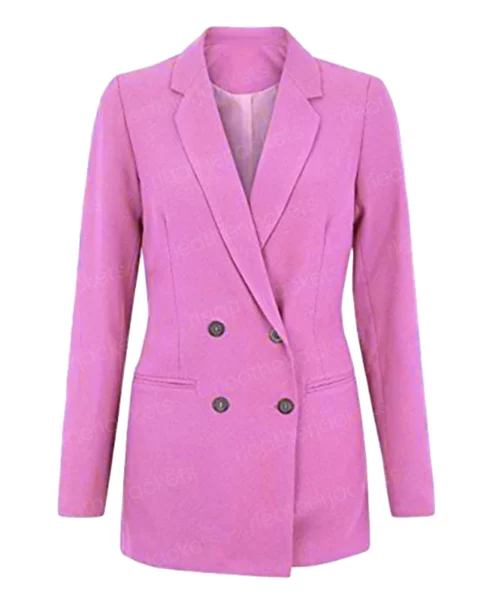 Women's Double Breasted Pink Coat