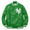 Supreme New York Green Leather Jacket