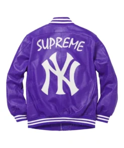 New York Supreme Purple Leather Jacket