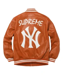 New York Supreme Orange Leather Jacket
