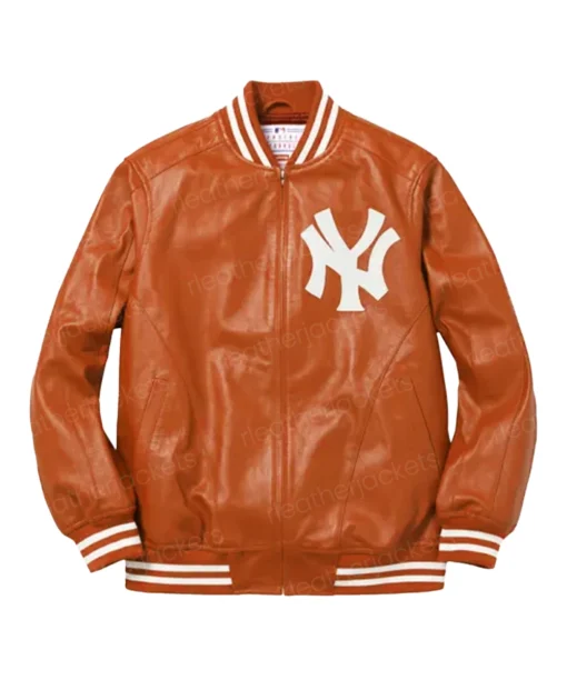 New York Supreme Orange Leather Jacket