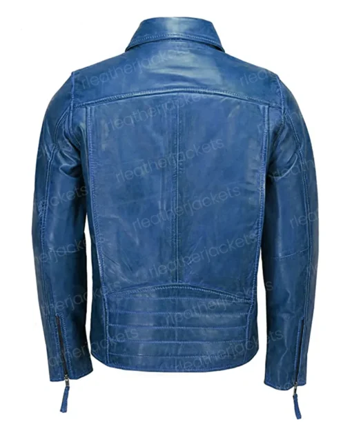 Men Classic Shirt Style Collar Blue Jacket